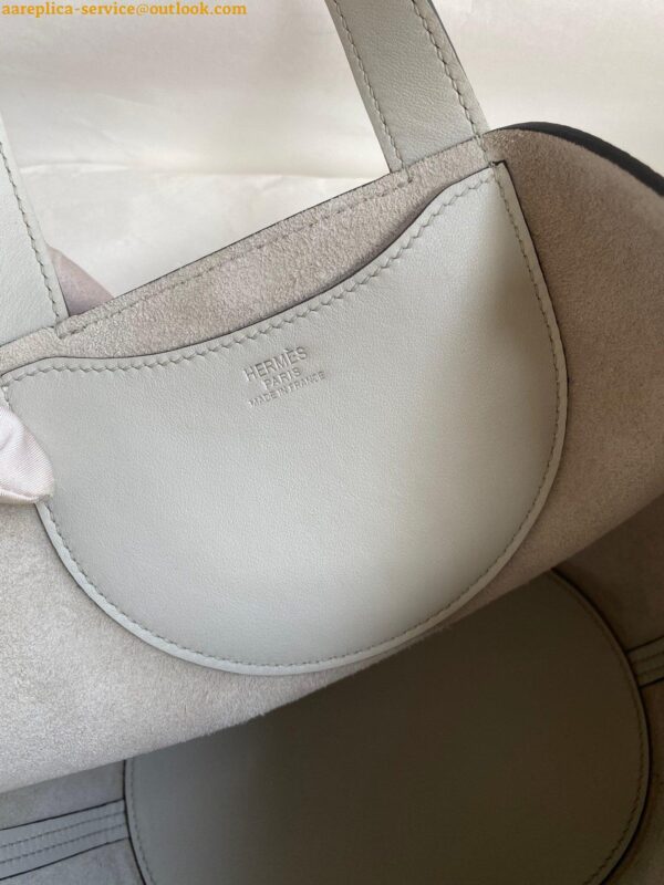 Replica Hermes In The Loop 18 Handmade Bag in Pearl Grey Clemence Leather 8