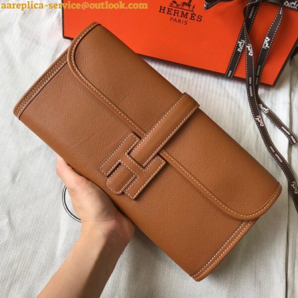 Replica Hermes Jige Elan 29 Clutch Bag In Gold Epsom Leather 3