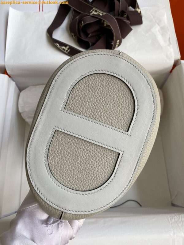 Replica Hermes In The Loop 18 Handmade Bag in Pearl Grey Clemence Leather 11