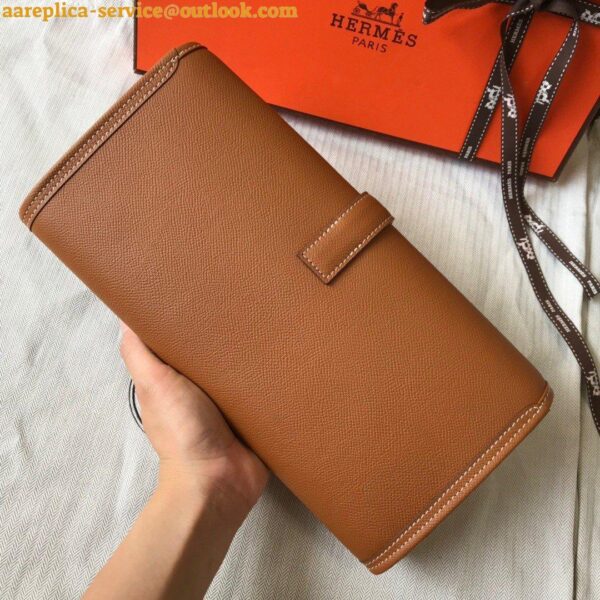 Replica Hermes Jige Elan 29 Clutch Bag In Gold Epsom Leather 9