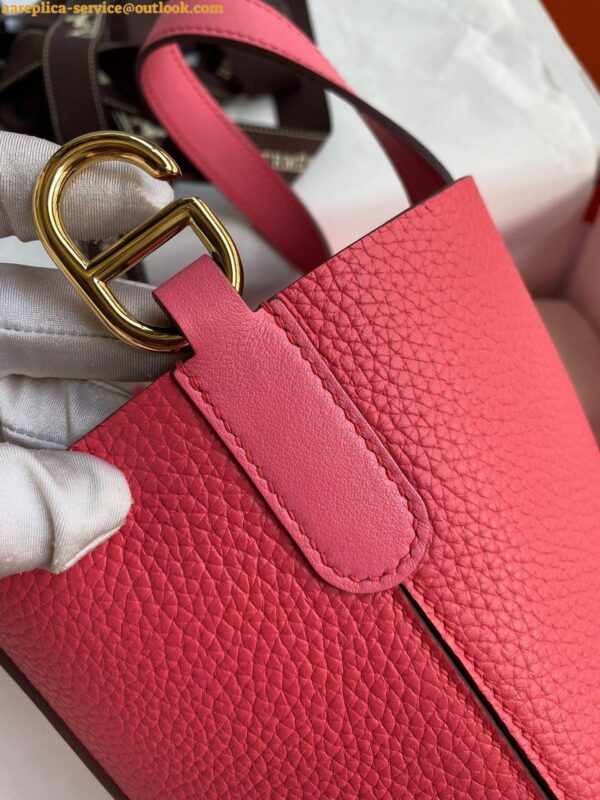 Replica Hermes In The Loop 18 Handmade Bag in Rose Lipstick Clemence Leatherther 4