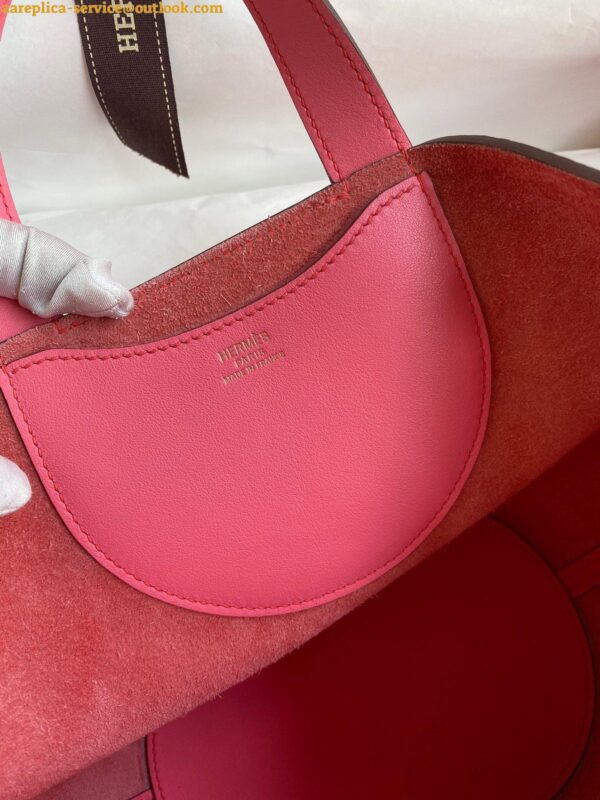 Replica Hermes In The Loop 18 Handmade Bag in Rose Lipstick Clemence Leatherther 6