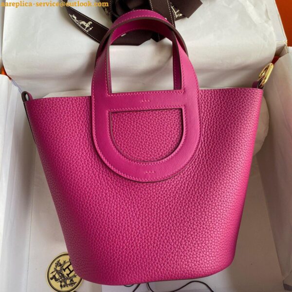 Replica Hermes In The Loop 18 Handmade Bag in Rose Purple Clemence Leatherther 3