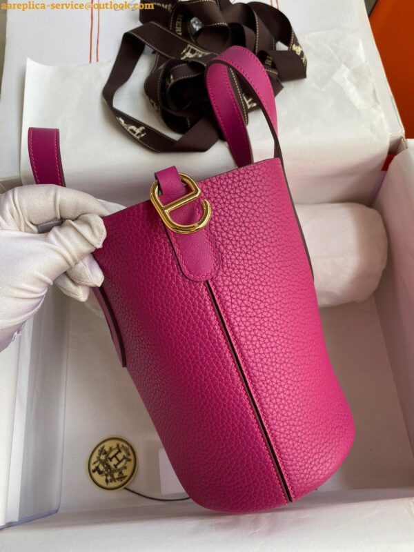 Replica Hermes In The Loop 18 Handmade Bag in Rose Purple Clemence Leatherther 5