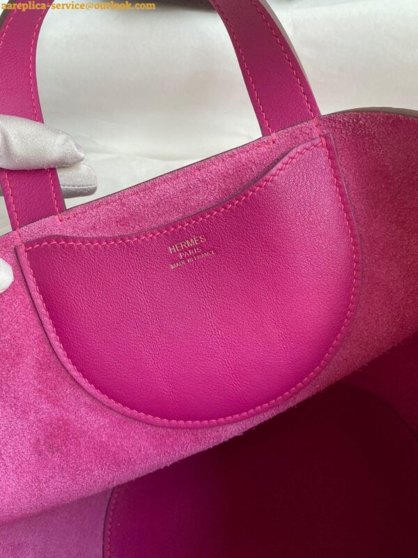 Replica Hermes In The Loop 18 Handmade Bag in Rose Purple Clemence Leatherther 7