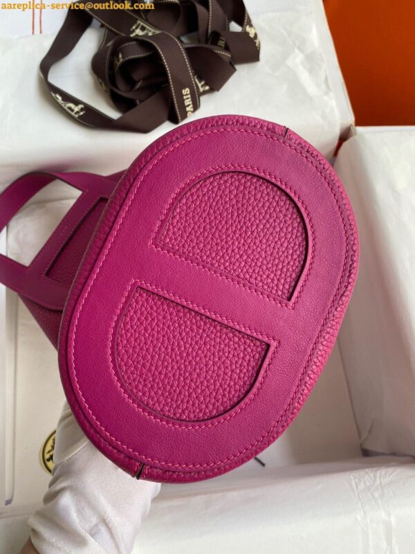 Replica Hermes In The Loop 18 Handmade Bag in Rose Purple Clemence Leatherther 10