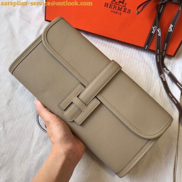 Replica Hermes Jige Elan 29 Clutch Bag In Tourterelle Epsom Leather 4