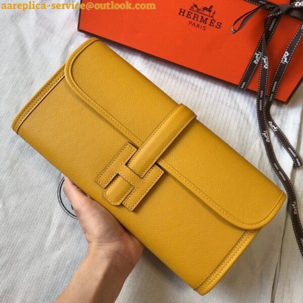 Replica Hermes Jige Elan 29 Clutch Bag In Yellow Epsom Leather 2