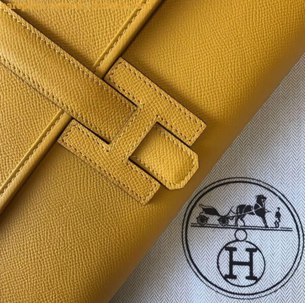 Replica Hermes Jige Elan 29 Clutch Bag In Yellow Epsom Leather 9