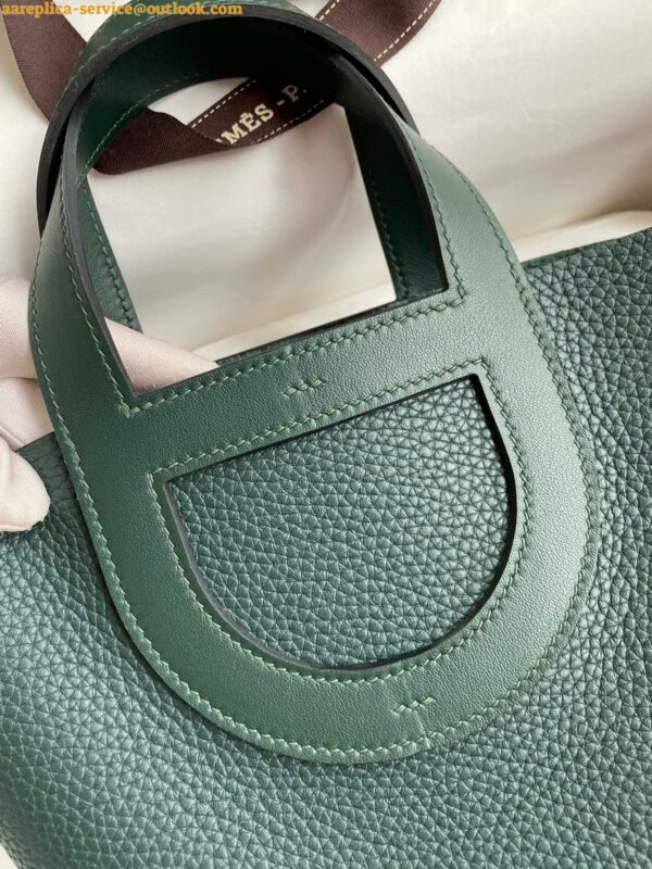 Replica Hermes In The Loop 18 Handmade Bag in Vert Cypres Clemence Leather 4