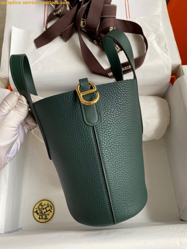 Replica Hermes In The Loop 18 Handmade Bag in Vert Cypres Clemence Leather 5