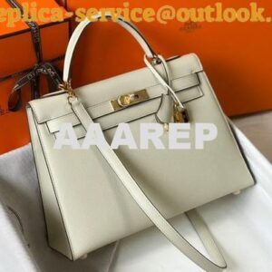 Replica Hermes Sellier Kelly 28cm of Epsom Leather Bag 20333 White 2