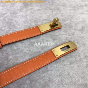 Replica Hermes Women's Kelly Leather Belt 20MM 19019 Orange 2