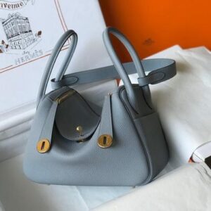 Replica Hermes Lindy 26cm Designer Tote Shoulder Bags Blue Gold