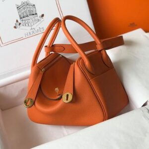 Replica Hermes Lindy 26cm Designer Tote Shoulder Bags Orange Gold