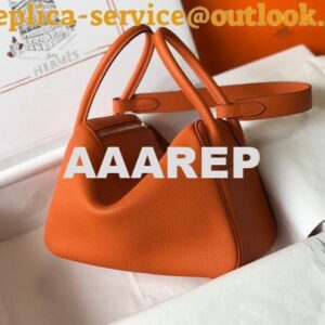 Replica Hermes Lindy 26cm Designer Tote Shoulder Bags Orange Gold 2