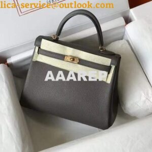 Replica Hermes Kelly Danse 28cm of Togo Leather Bag 20339 Pewter Grey