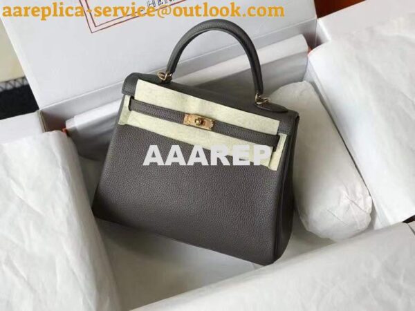 Replica Hermes Kelly Danse 28cm of Togo Leather Bag 20339 Pewter Grey 3