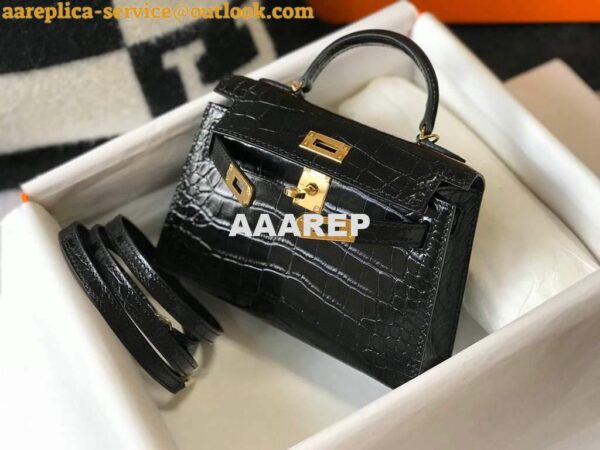 Replica Hermes Kelly Bag Designer Hermes 19CM Shoulder Mini Bag Black 20450 5