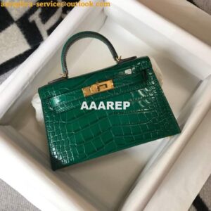 Replica Hermes Kelly Bag Designer Hermes 19CM Shoulder Mini Bag Green 20452