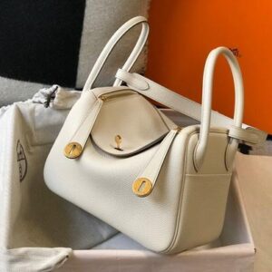 Replica Hermes Lindy 26cm Designer Tote Shoulder Bags Wihte Gold