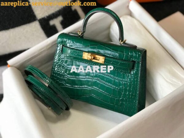 Replica Hermes Kelly Bag Designer Hermes 19CM Shoulder Mini Bag Green 20452 5