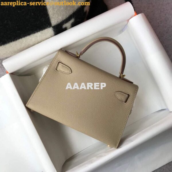 Replica Hermes Kelly Bag Hermes 19CM Epsom Shoulder Mini Bag Apricot 20466 3