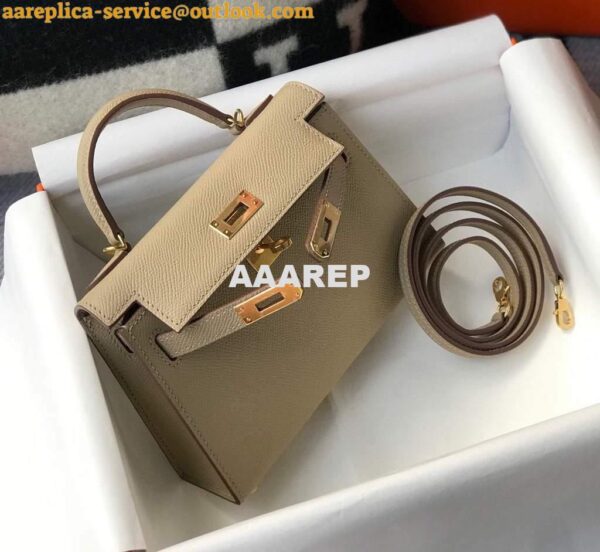 Replica Hermes Kelly Bag Hermes 19CM Epsom Shoulder Mini Bag Apricot 20466 6