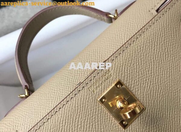 Replica Hermes Kelly Bag Hermes 19CM Epsom Shoulder Mini Bag Apricot 20466 7