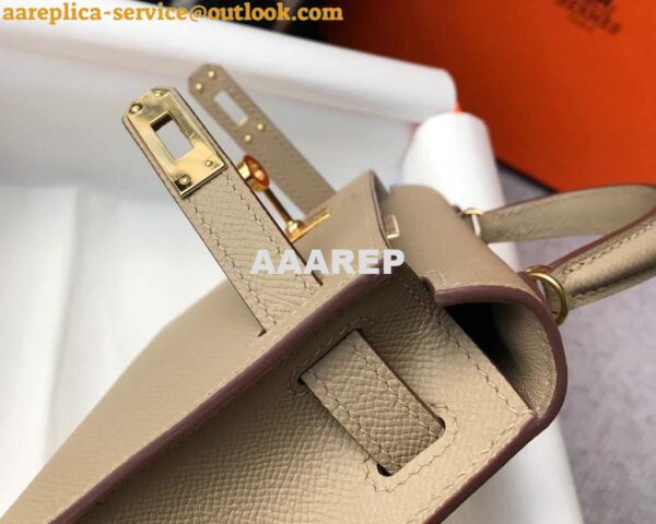 Replica Hermes Kelly Bag Hermes 19CM Epsom Shoulder Mini Bag Apricot 20466 8