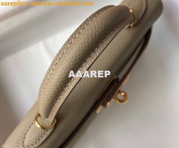 Replica Hermes Kelly Bag Hermes 19CM Epsom Shoulder Mini Bag Apricot 20466 9