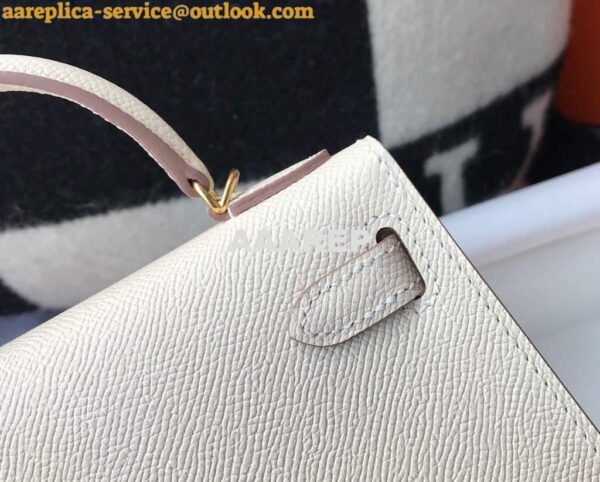 Replica Hermes Kelly Bag Hermes 19CM Epsom Shoulder Mini Bag Beige Gold buckle 20458 7