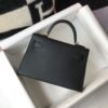 Replica Hermes Kelly Bag Hermes 19CM Epsom Shoulder Mini Bag Black Silver buckle 20456 2