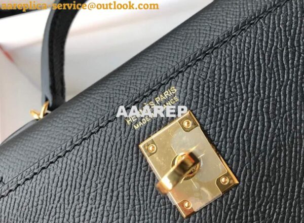 Replica Hermes Kelly Bag Hermes 19CM Epsom Shoulder Mini Bag Black Gold buckle 20455 7