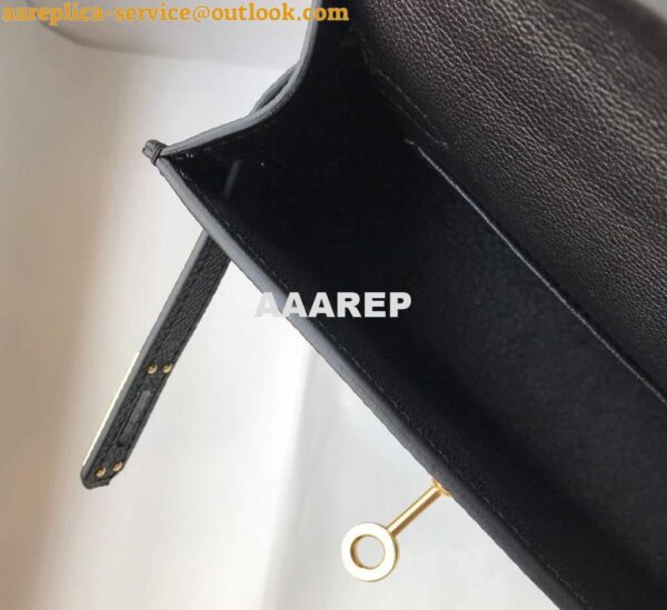 Replica Hermes Kelly Bag Hermes 19CM Epsom Shoulder Mini Bag Black Gold buckle 20455 9