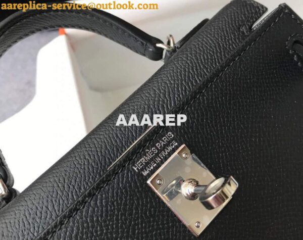 Replica Hermes Kelly Bag Hermes 19CM Epsom Shoulder Mini Bag Black Silver buckle 20456 7