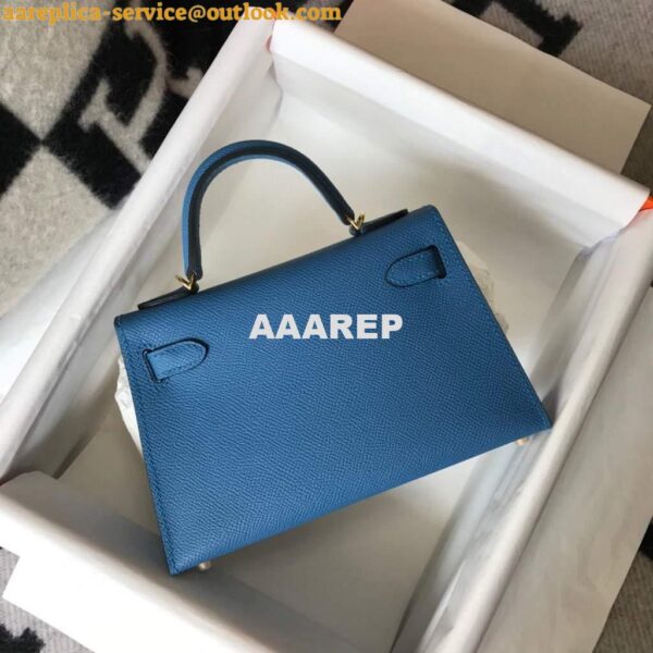 Replica Hermes Kelly Bag Hermes 19CM Epsom Shoulder Mini Bag Blue 20476 3