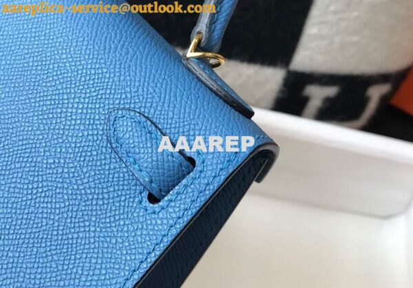 Replica Hermes Kelly Bag Hermes 19CM Epsom Shoulder Mini Bag Blue 20476 6