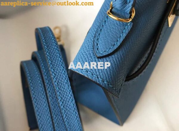 Replica Hermes Kelly Bag Hermes 19CM Epsom Shoulder Mini Bag Blue 20476 8