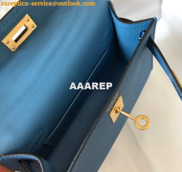 Replica Hermes Kelly Bag Hermes 19CM Epsom Shoulder Mini Bag Blue 20476 10