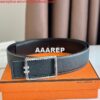 Replica Hermes Tube H Reversible Belt 38MM in Blue Clemence Leather 2