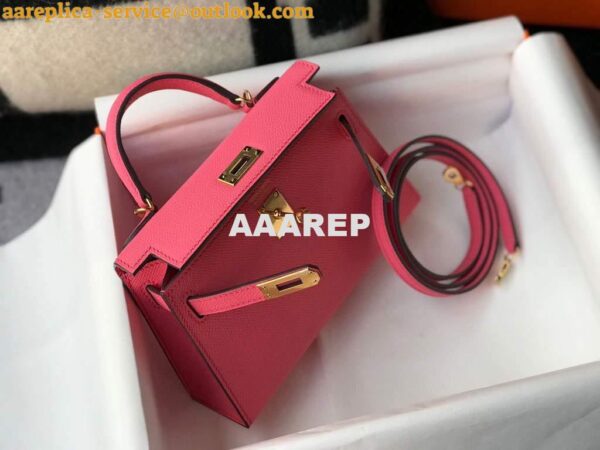 Replica Hermes Kelly Bag Hermes 19CM Epsom Shoulder Mini Bag Dark pink 20472 6