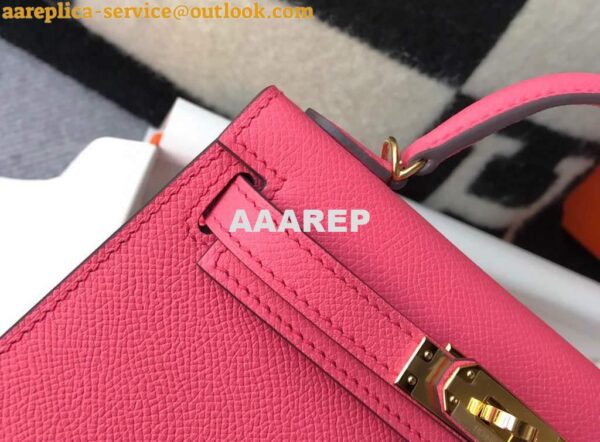 Replica Hermes Kelly Bag Hermes 19CM Epsom Shoulder Mini Bag Dark pink 20472 8