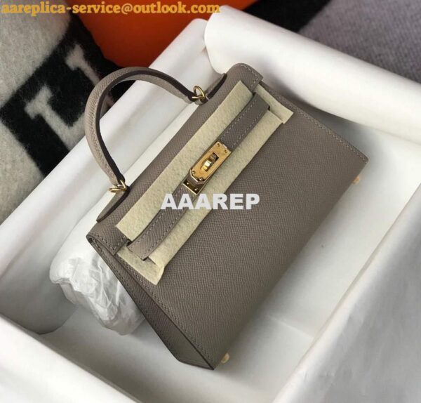 Replica Hermes Kelly Bag Hermes 19CM Epsom Shoulder Mini Bag Gray 20468 4