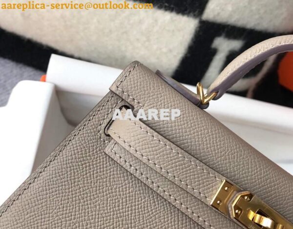 Replica Hermes Kelly Bag Hermes 19CM Epsom Shoulder Mini Bag Gray 20468 9