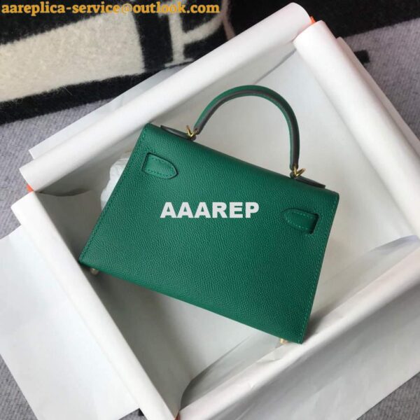 Replica Hermes Kelly Bag Hermes 19CM Epsom Shoulder Mini Bag Green 20471 3