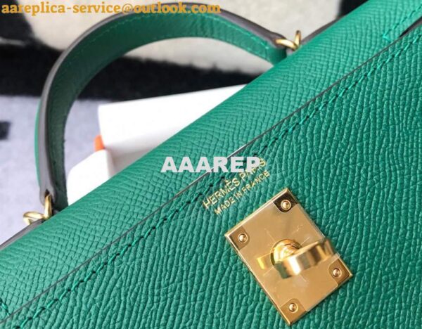 Replica Hermes Kelly Bag Hermes 19CM Epsom Shoulder Mini Bag Green 20471 6