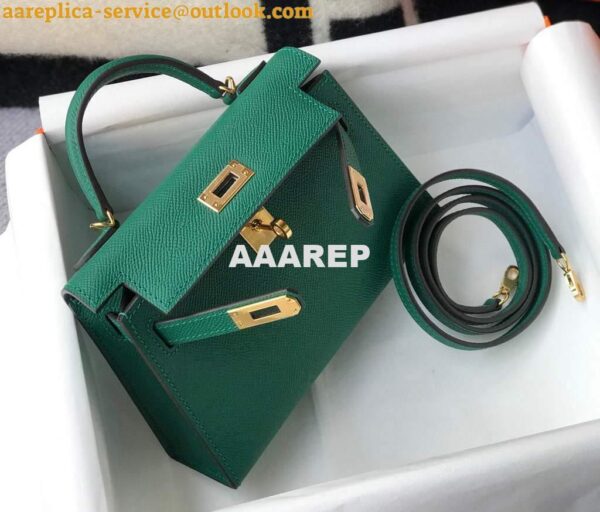 Replica Hermes Kelly Bag Hermes 19CM Epsom Shoulder Mini Bag Green 20471 9