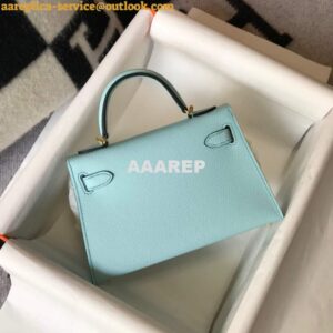 Replica Hermes Kelly Bag Hermes 19CM Epsom Shoulder Mini Bag Light blue 20473