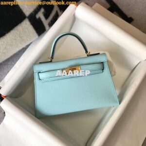 Replica Hermes Kelly Bag Hermes 19CM Epsom Shoulder Mini Bag Light blue 20473 2